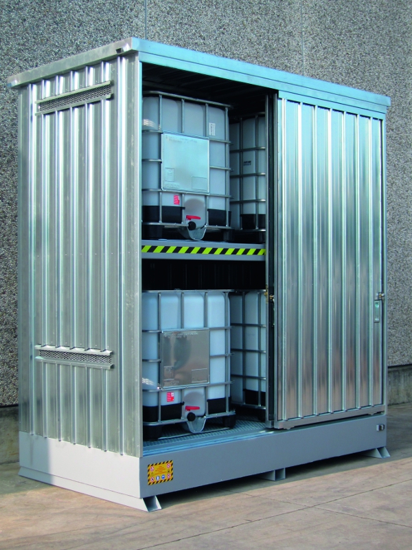 Galvanized Sump Cabinets for 4 IBCs - S&amp;S Spill Control