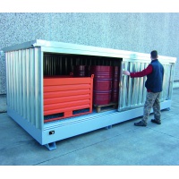 Galvanized Storage Container  with collection tank for Drums on Europallets