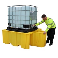 IBC Spill Pallet with Integral Dispenser and Removable Grid