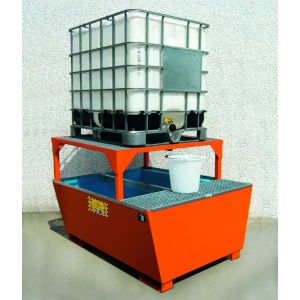 Premium Steel Sump Pallet With Polyethylene Lining For 1 IBC with tilted support