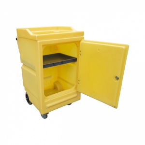 Polythene mobile Work Stand with Door, shelf and sump  PWSD