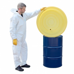 Polyethylene Drum Drip Tray with 50L sump in use